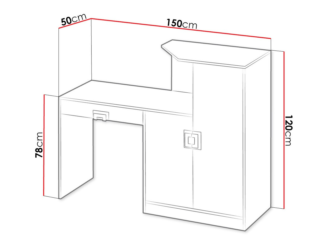 Bureau Balvire 111 (Licht eiken + Wit + Roze)