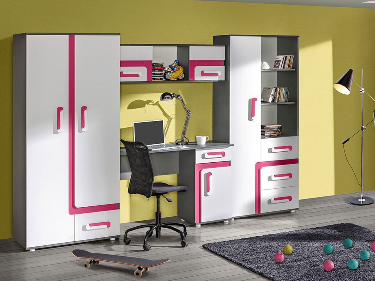 Bureau Levtala 109 (Antraciet + Wit + Roze)