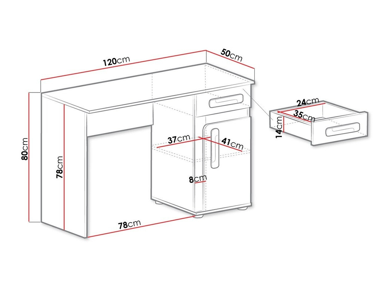 Bureau Levtala 109 (Antraciet + Wit + Roze)