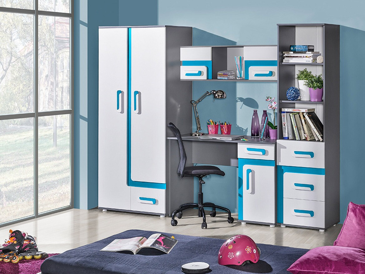 Bureau Levtala 109 (Antraciet + Wit + Turquoise)