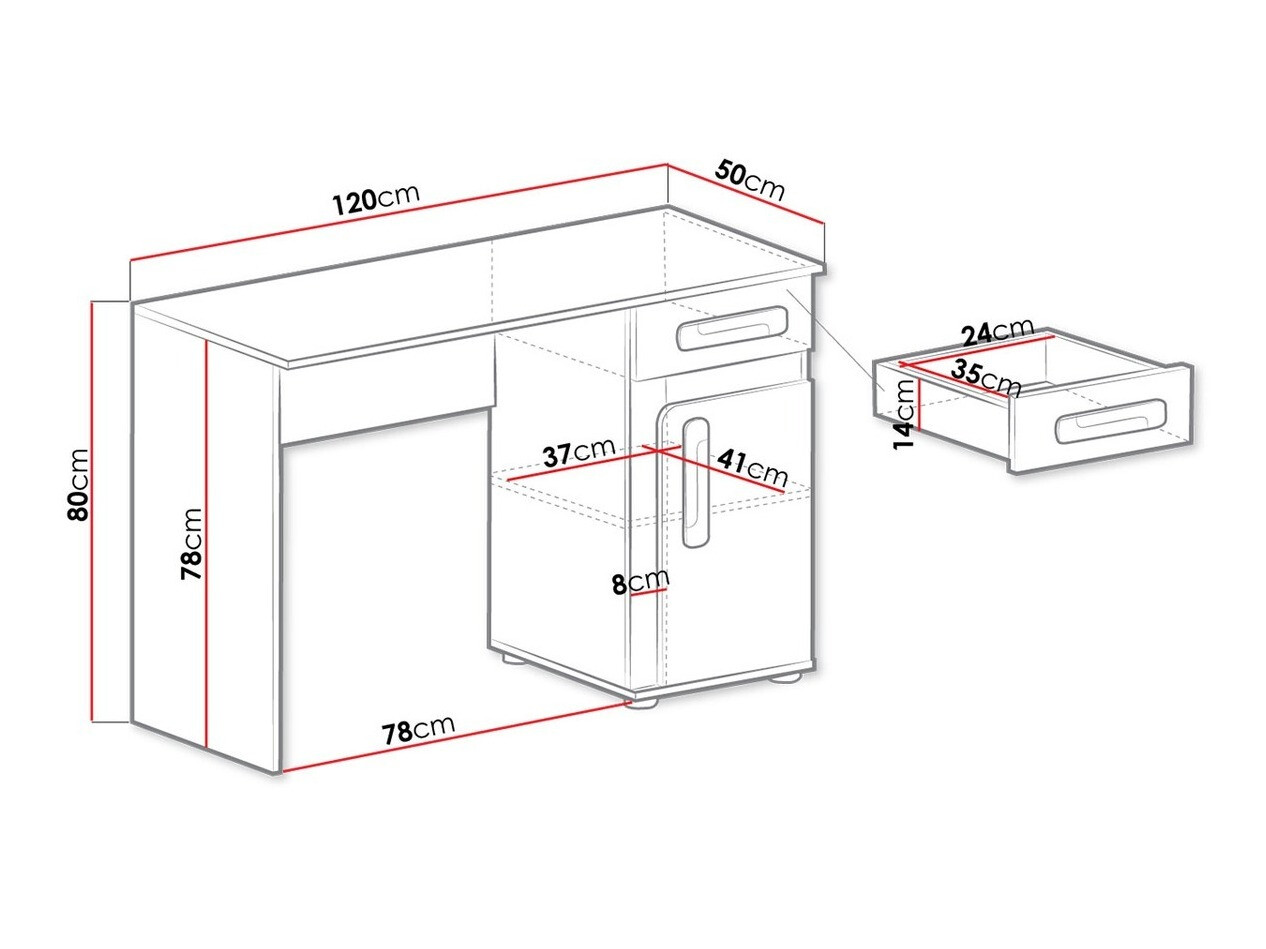Bureau Levtala 109 (Antraciet + Wit + Turquoise)