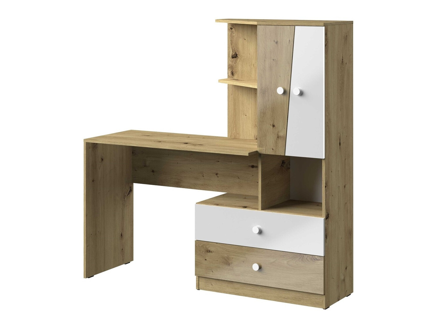 Bureau Mirelbu 110 (Artisan eiken + Glanzend wit)