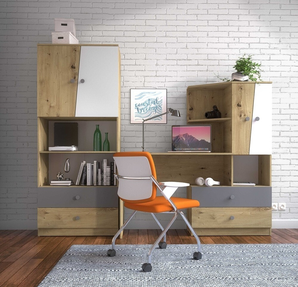 Bureau Mirelbu 110 (Artisan eiken + Wit + Zwart)