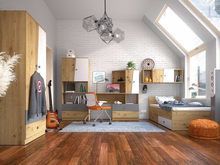 Bureau Mirelbu 110 (Artisan eiken + Wit + Zwart)