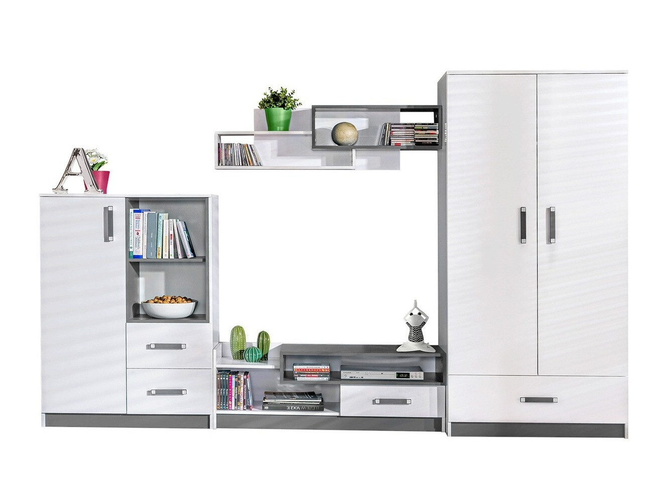 Woonkamerset Lorlare 101 (Wit + Grijs)