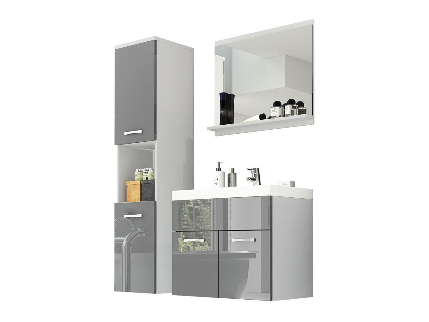 Badkamerset Sarasota 122 (Wit + Grijs met glans)