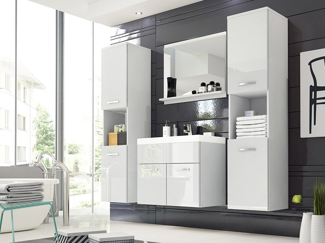 Badkamerset Sarasota 123 (Wit + Glanzend wit)