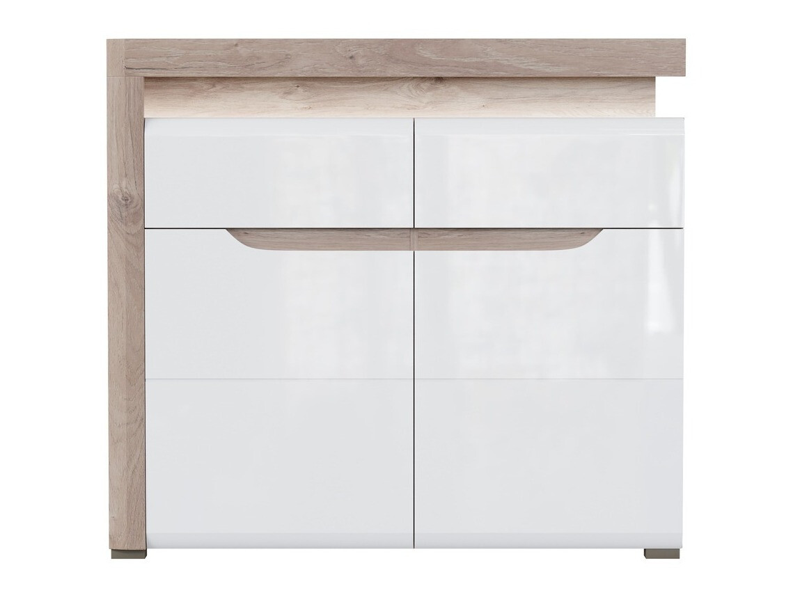 Ladekast Revelmi 102 (Eiken + Glanzend wit)