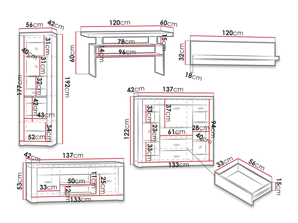 Woonkamerset Serfeno 122 (Donker essen)