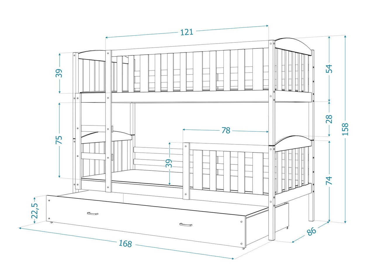 Stapelbed Aurora 104 (Grijs)