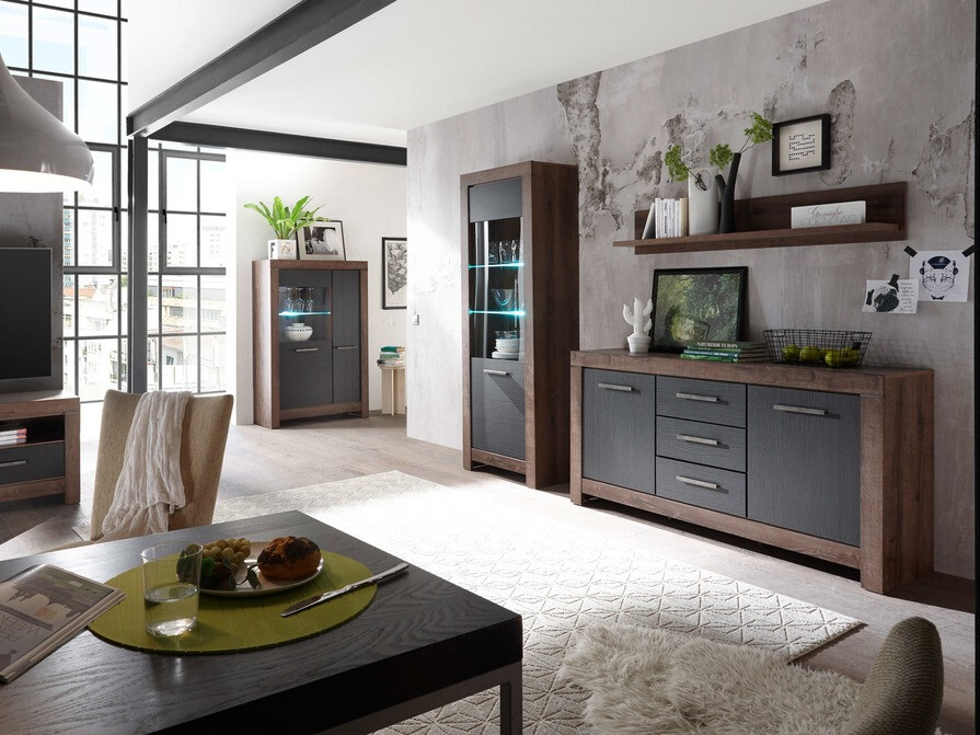 Ladekast Dunfelu 100 (Klooster eik + Zwart eik)