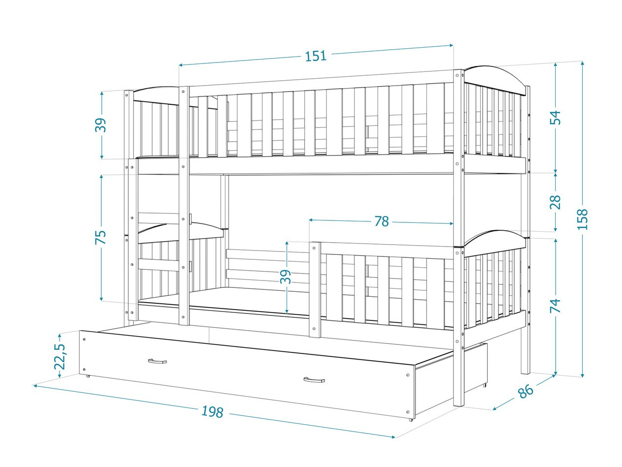 Stapelbed Aurora 105 (Wit)