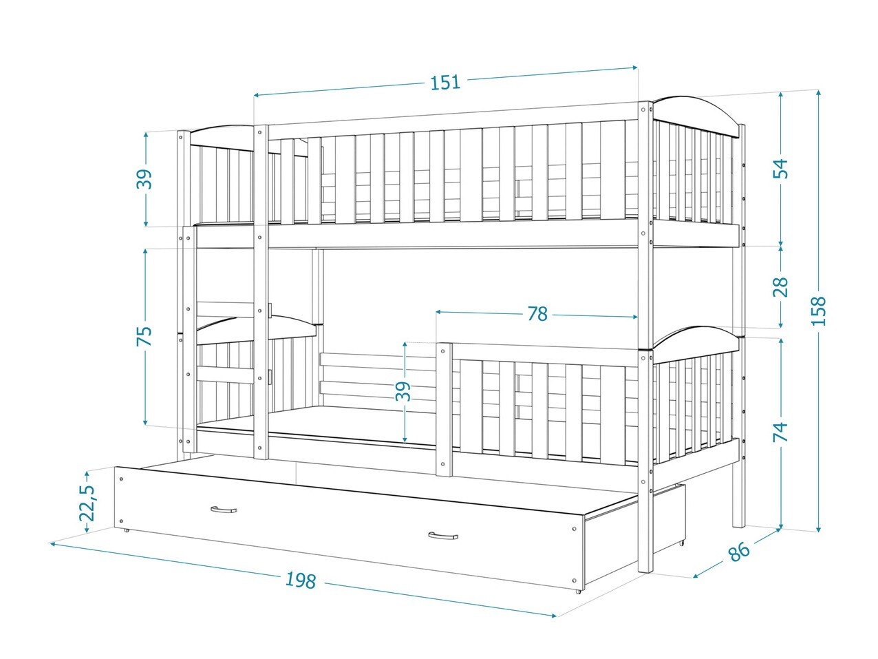 Stapelbed Aurora 105 (Wit)