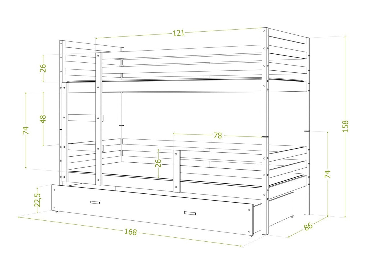 Stapelbed Aurora 106 (Grijs)