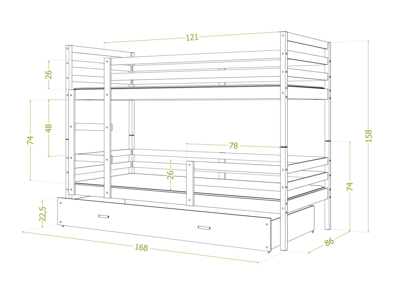 Stapelbed Aurora 106 (Wit)