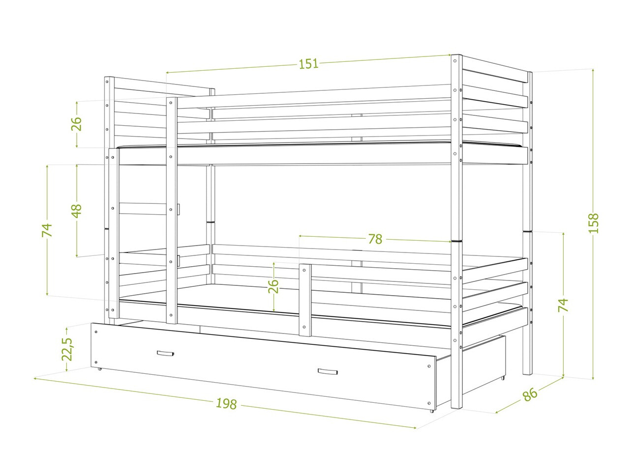 Stapelbed Aurora 108 (Wit)