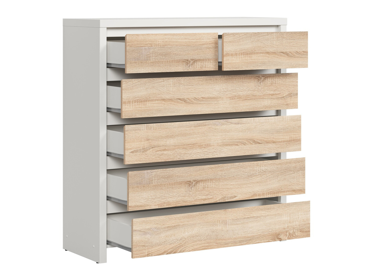 Ladekast Nolroma 126 (Wit + Sonoma eik)