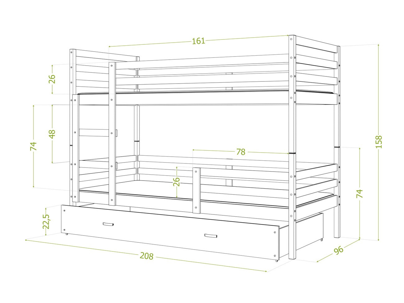 Stapelbed Aurora 109 (Wit)