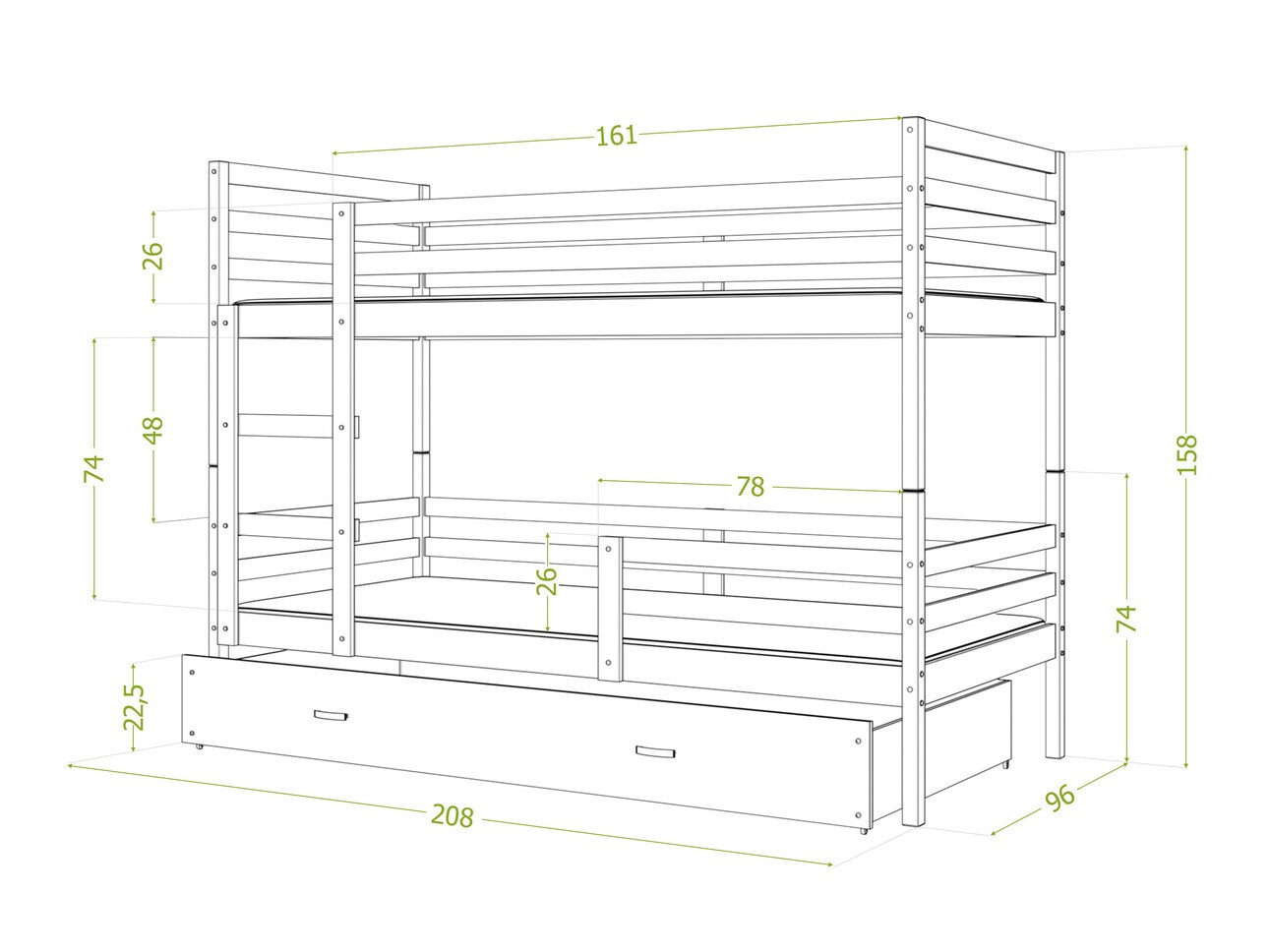 Stapelbed Aurora 109 (Wit)