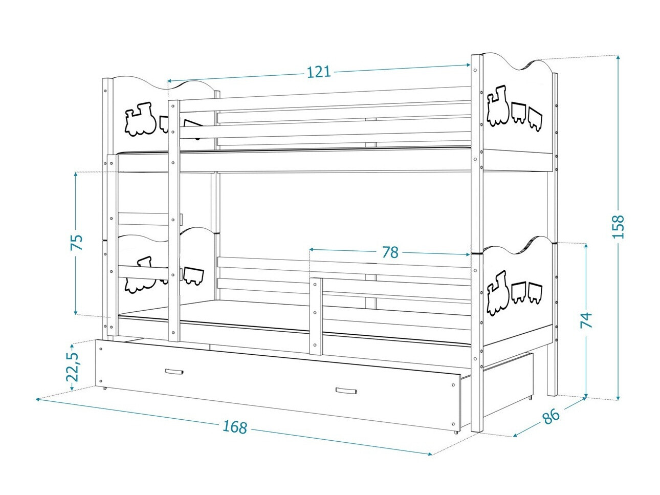 Stapelbed Aurora 110 (Blauw)