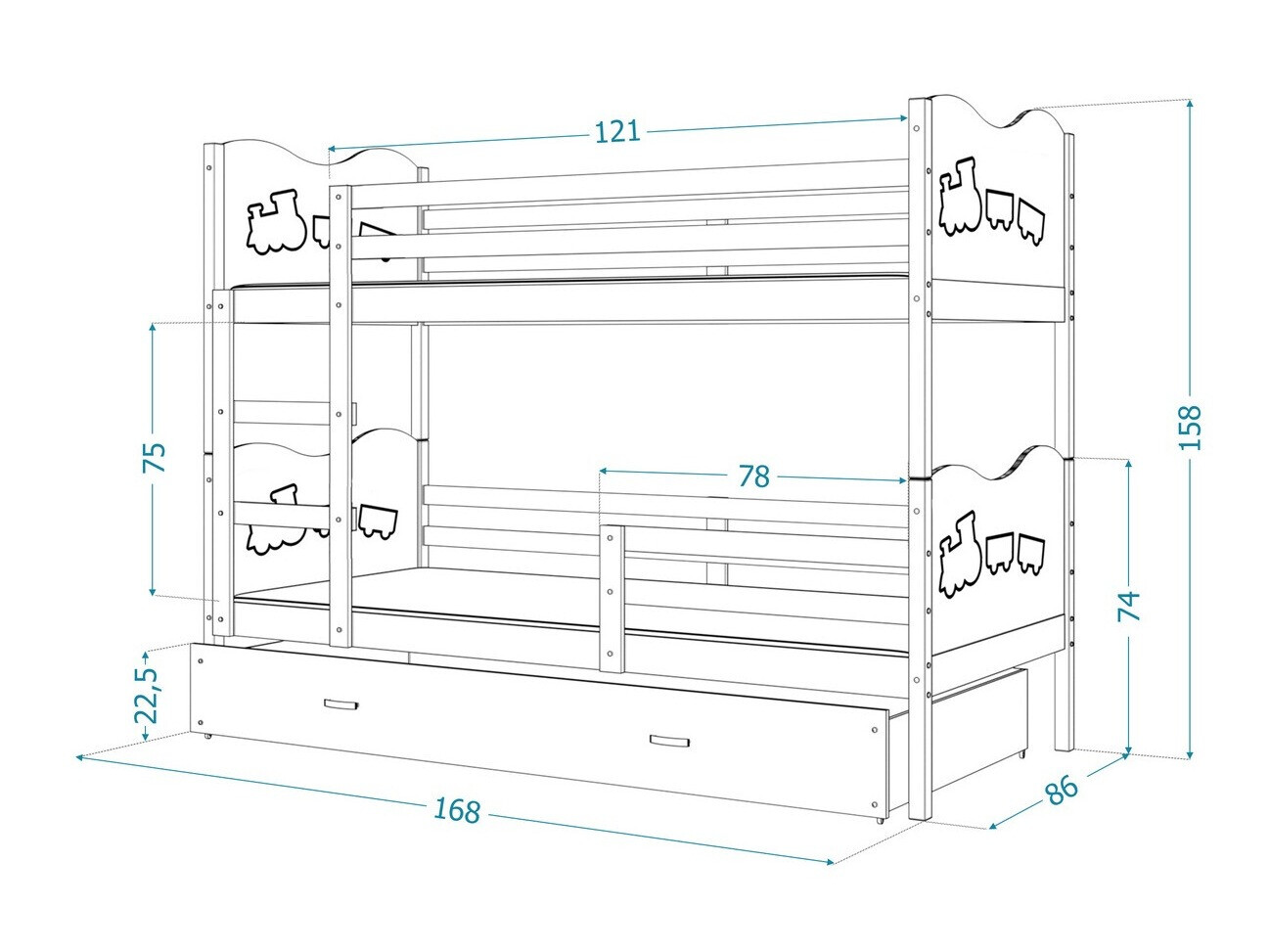 Stapelbed Aurora 110 (Grenen)
