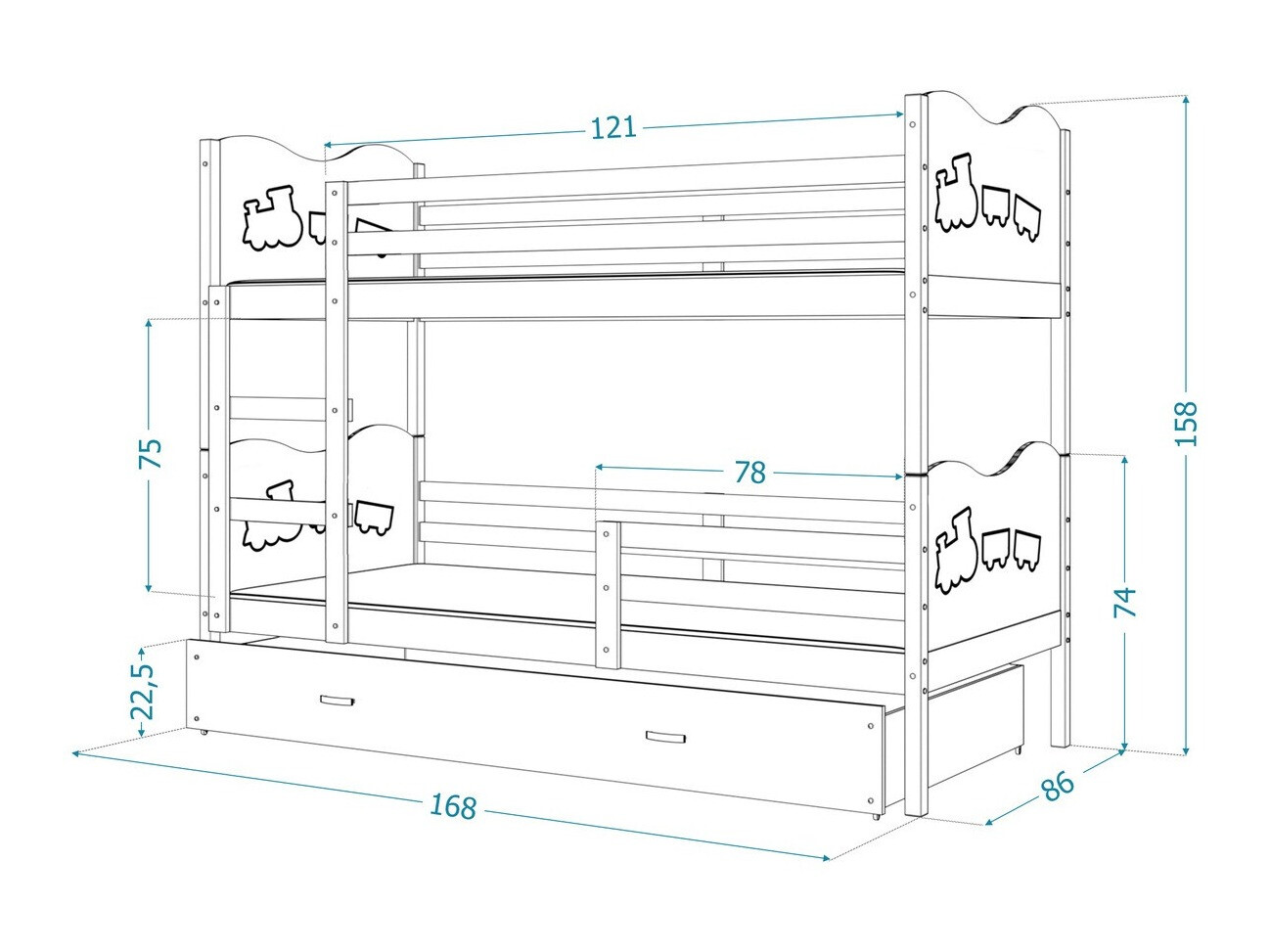 Stapelbed Aurora 110 (Wit)