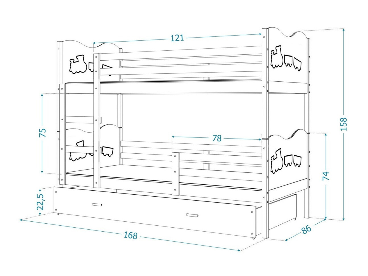 Stapelbed Aurora 110 (Wit)