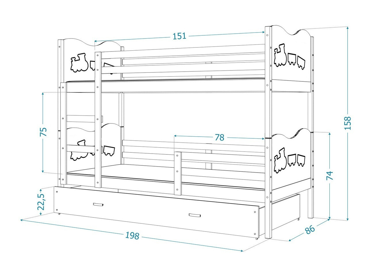 Stapelbed Aurora 111 (Grenen)
