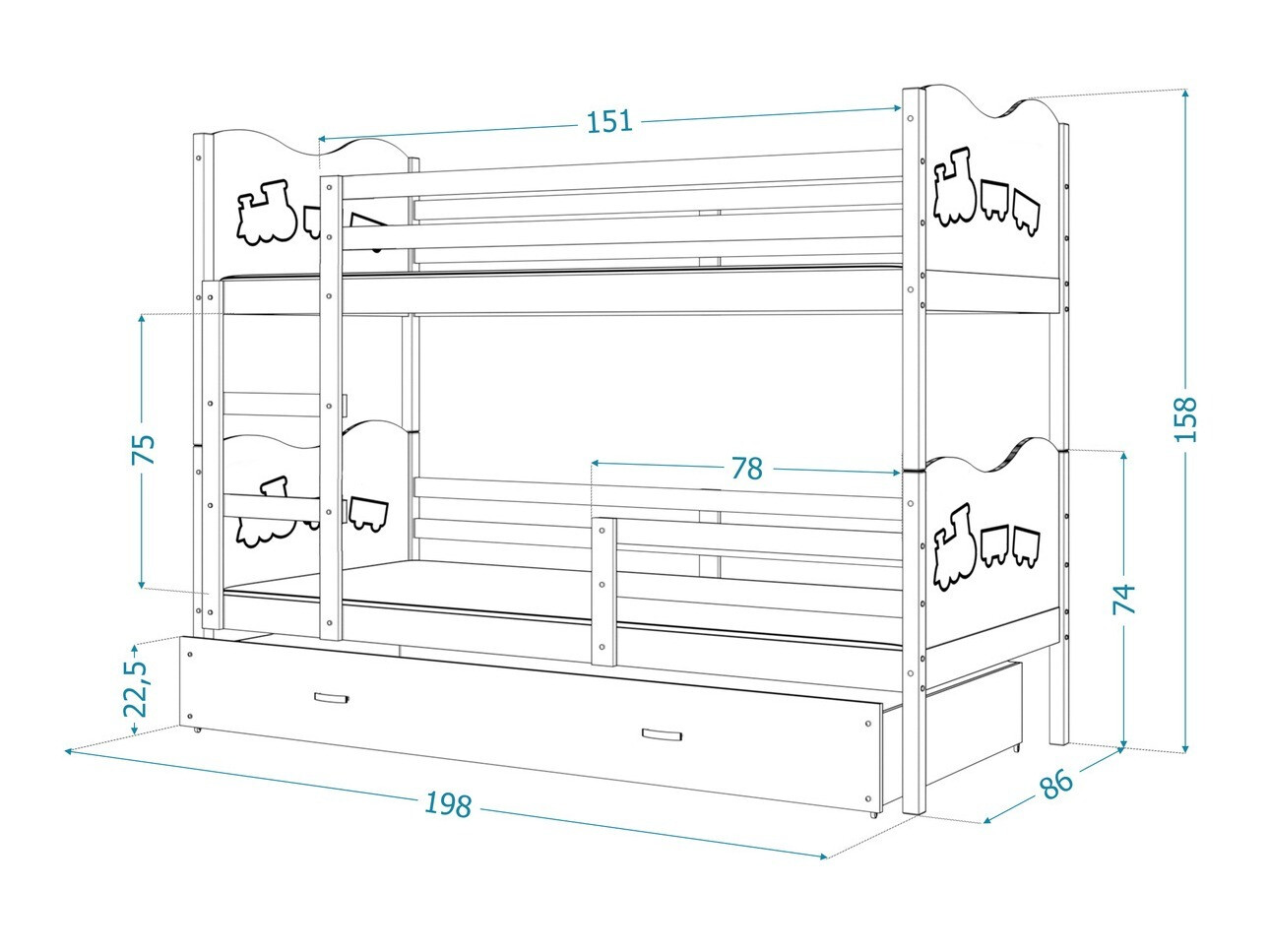 Stapelbed Aurora 111 (Grijs)