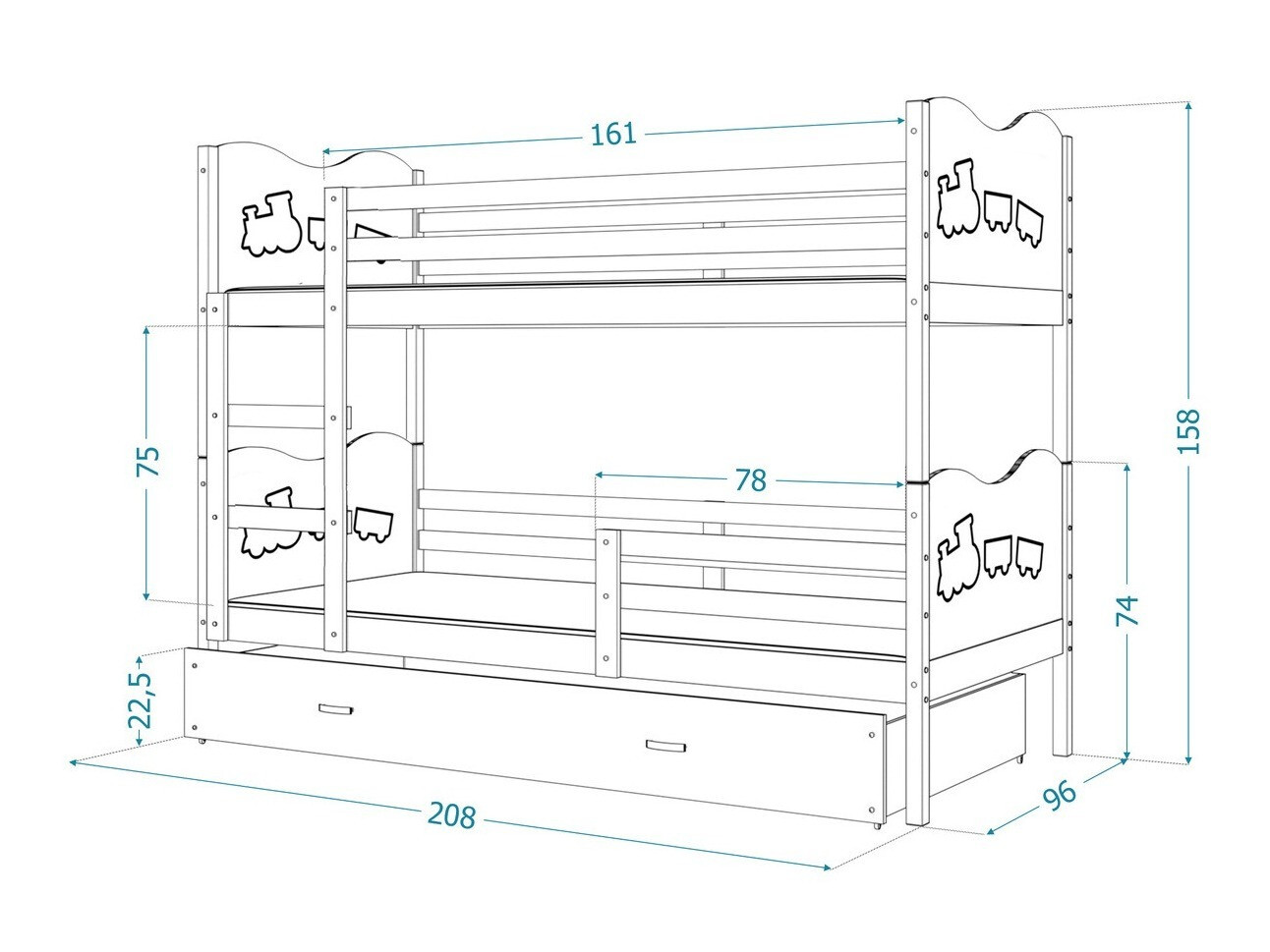 Stapelbed Aurora 112 (Wit)