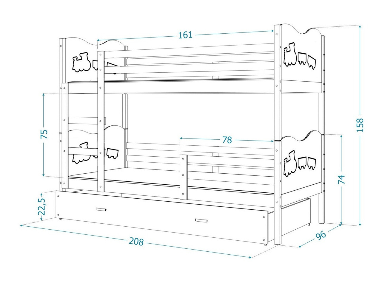 Stapelbed Aurora 112 (Wit)
