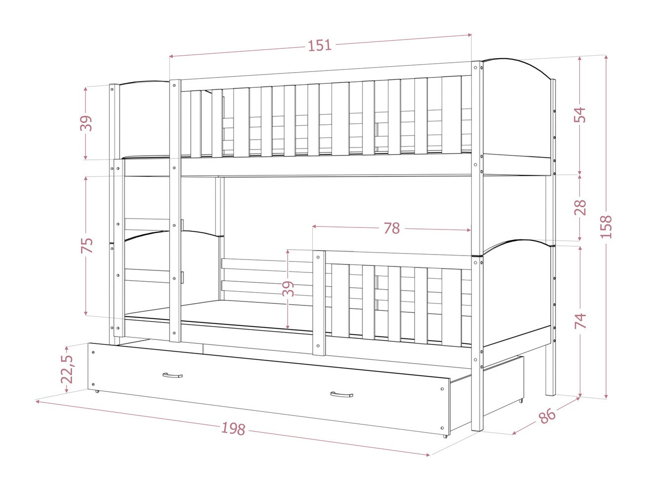 Stapelbed Aurora 113 (Wit)