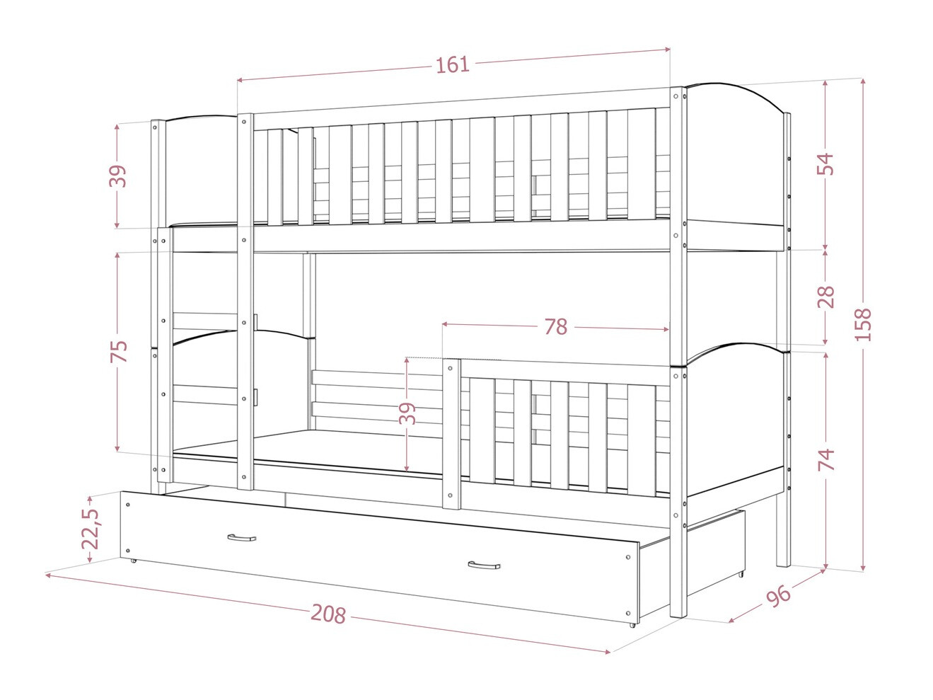 Stapelbed Aurora 113 (Wit)