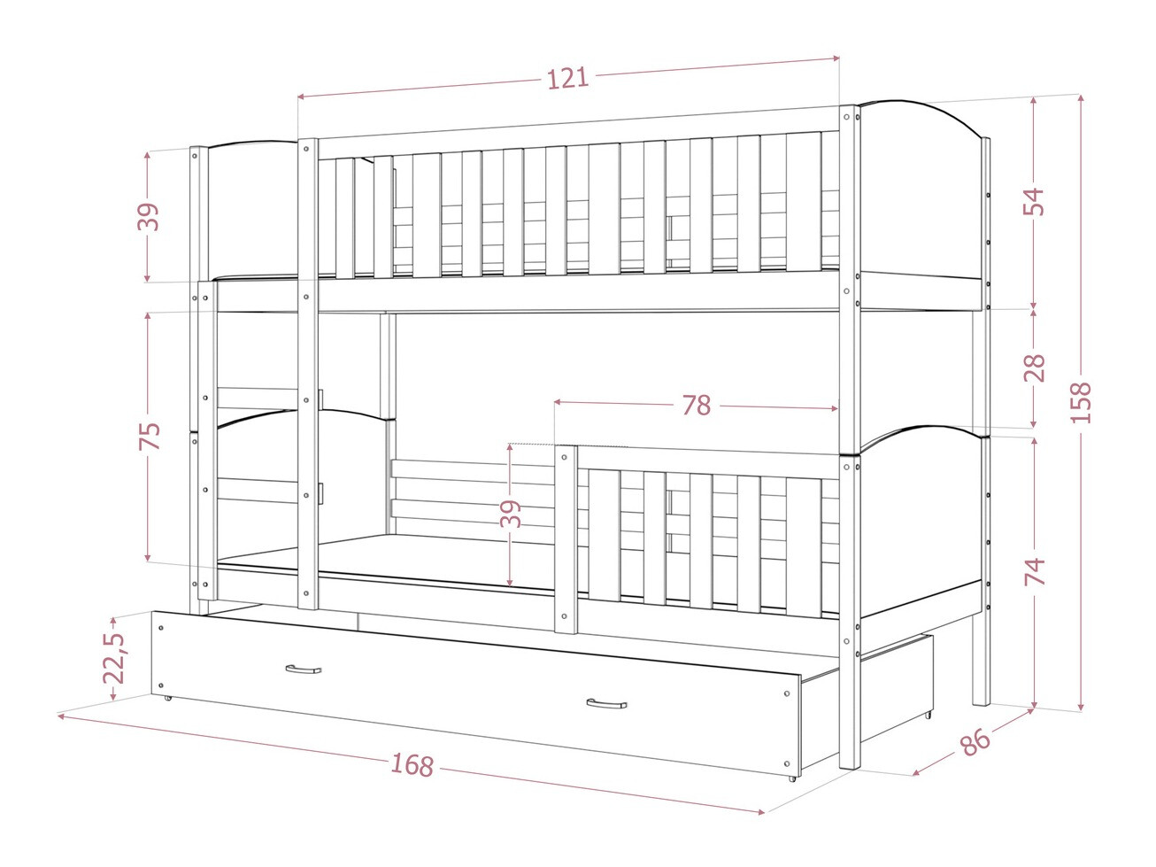 Stapelbed Aurora 113 (Wit)