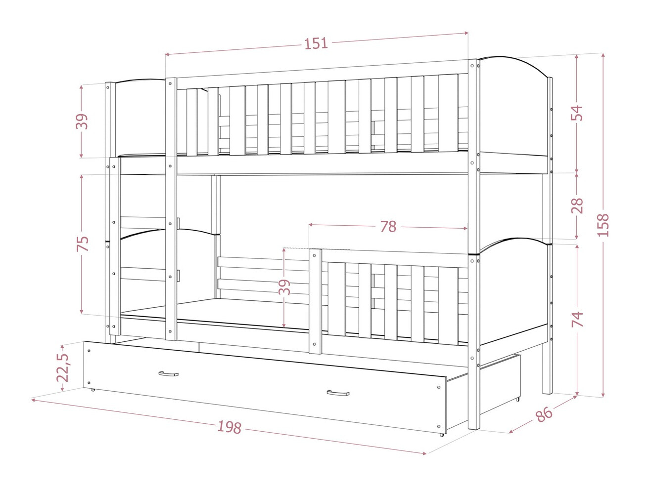 Stapelbed Aurora 113 (Wit)