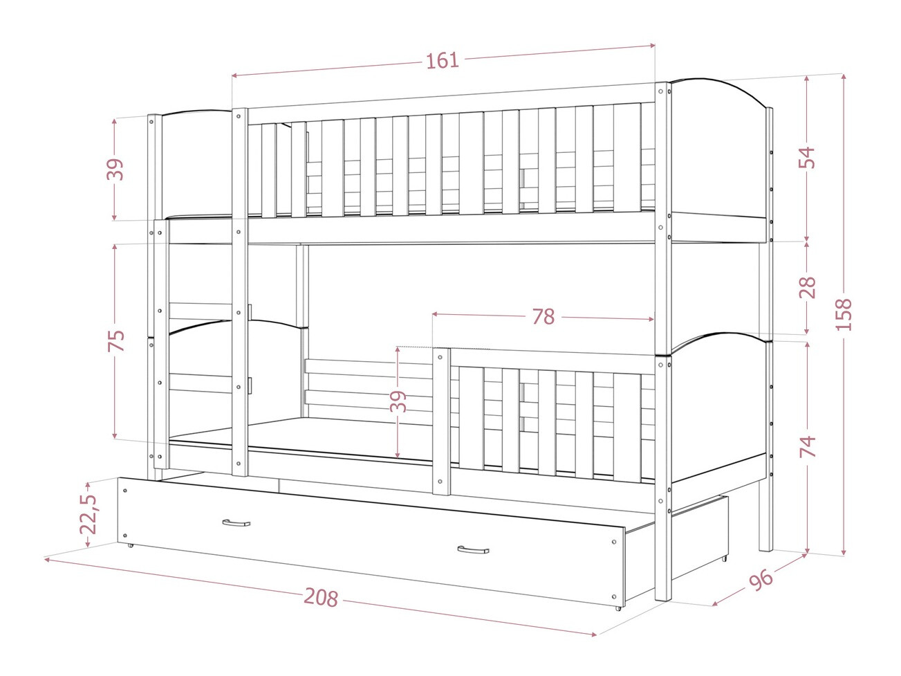 Stapelbed Aurora 113 (Wit)