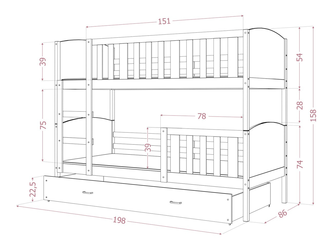 Stapelbed Aurora 113 (Wit)