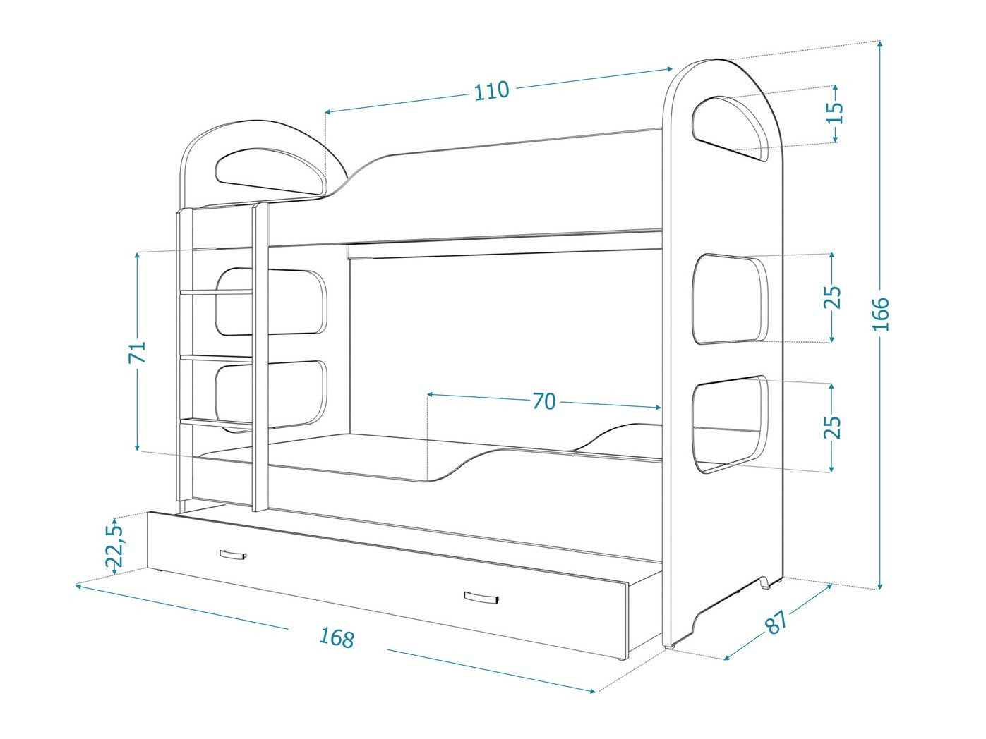 Stapelbed Aurora 114 (Grijs)