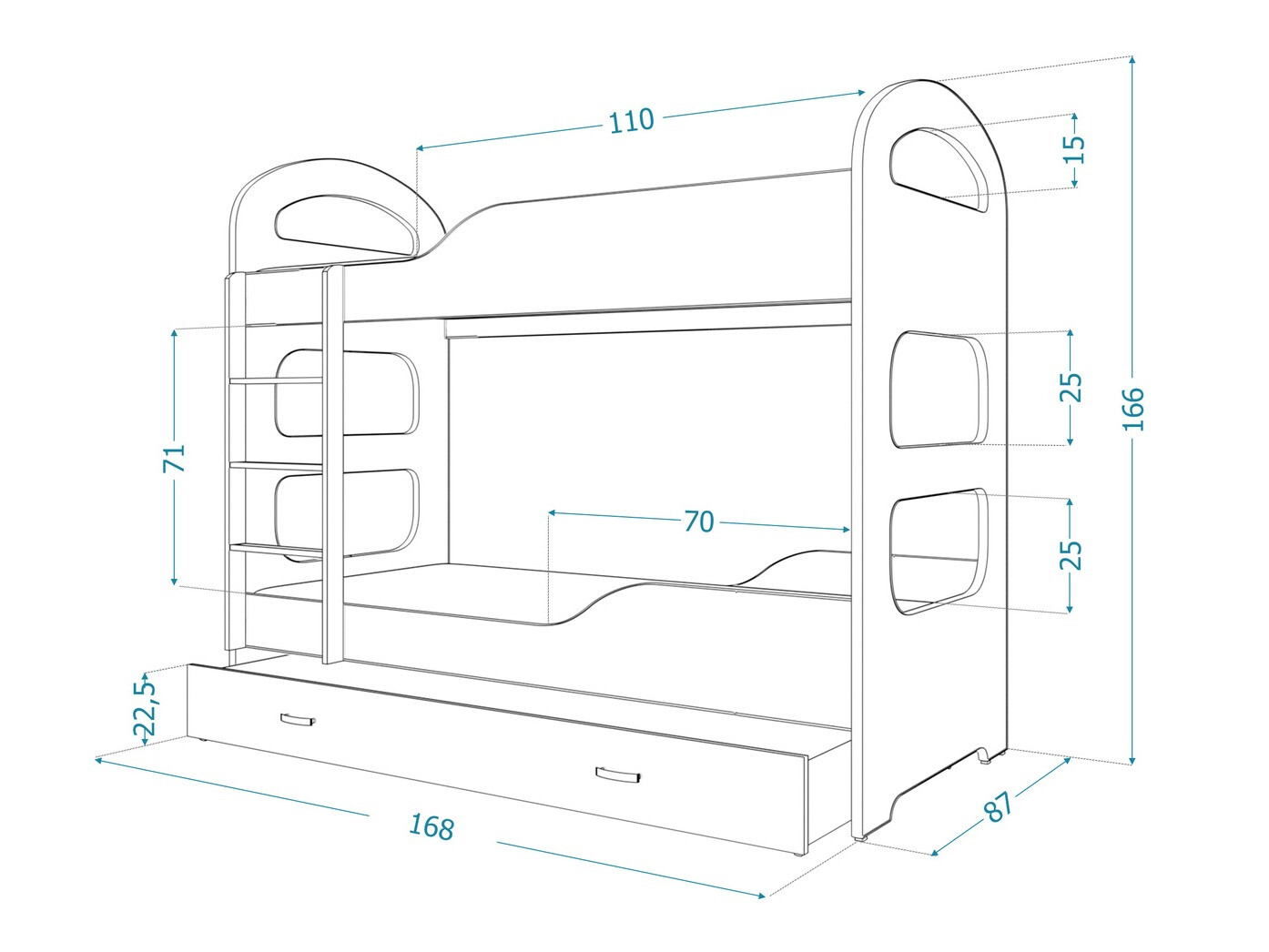 Stapelbed Aurora 114 (Roze)