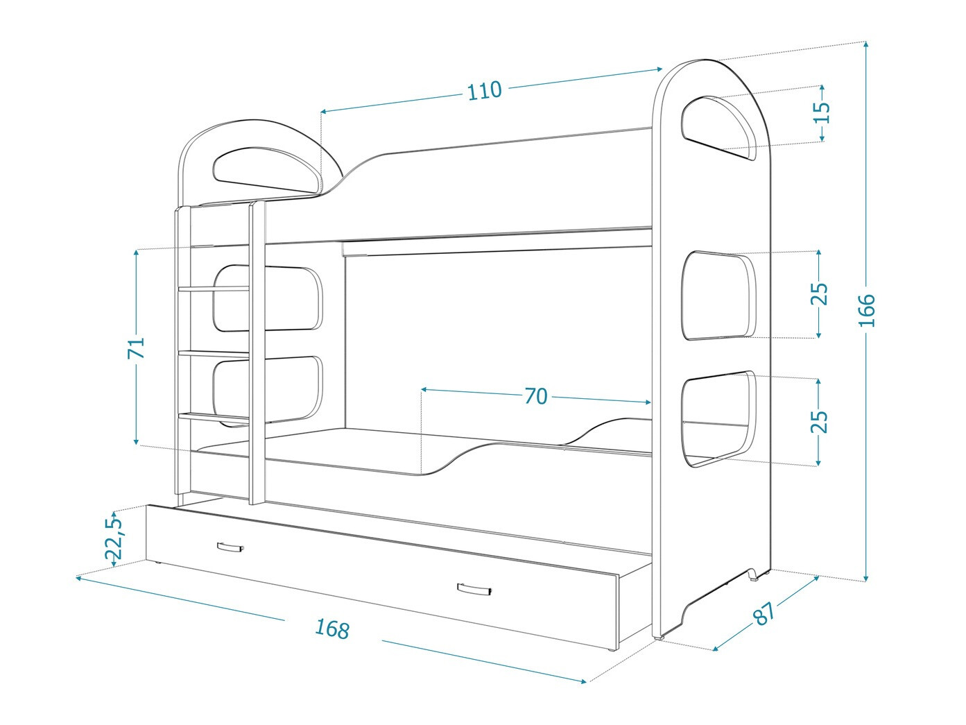 Stapelbed Aurora 114 (Wit)