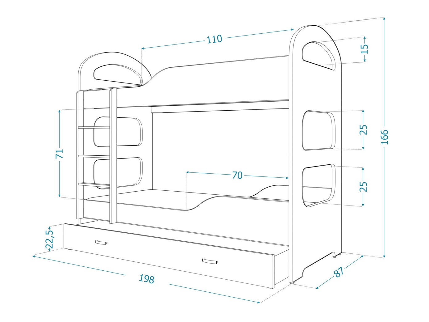 Stapelbed Aurora 115 (Grijs)