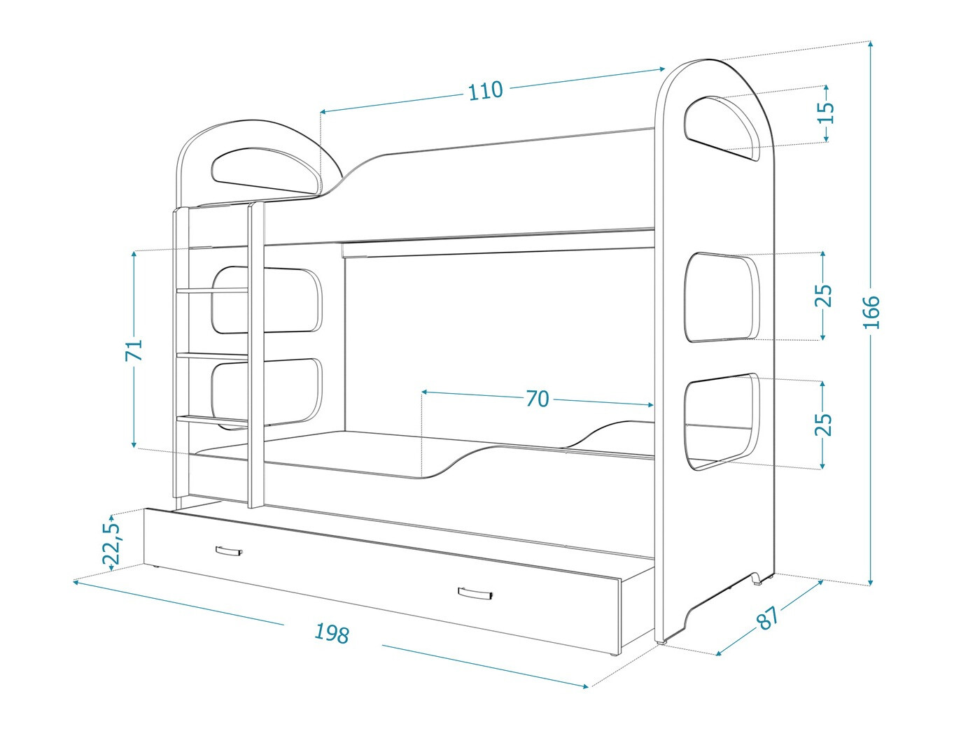 Stapelbed Aurora 115 (Roze)