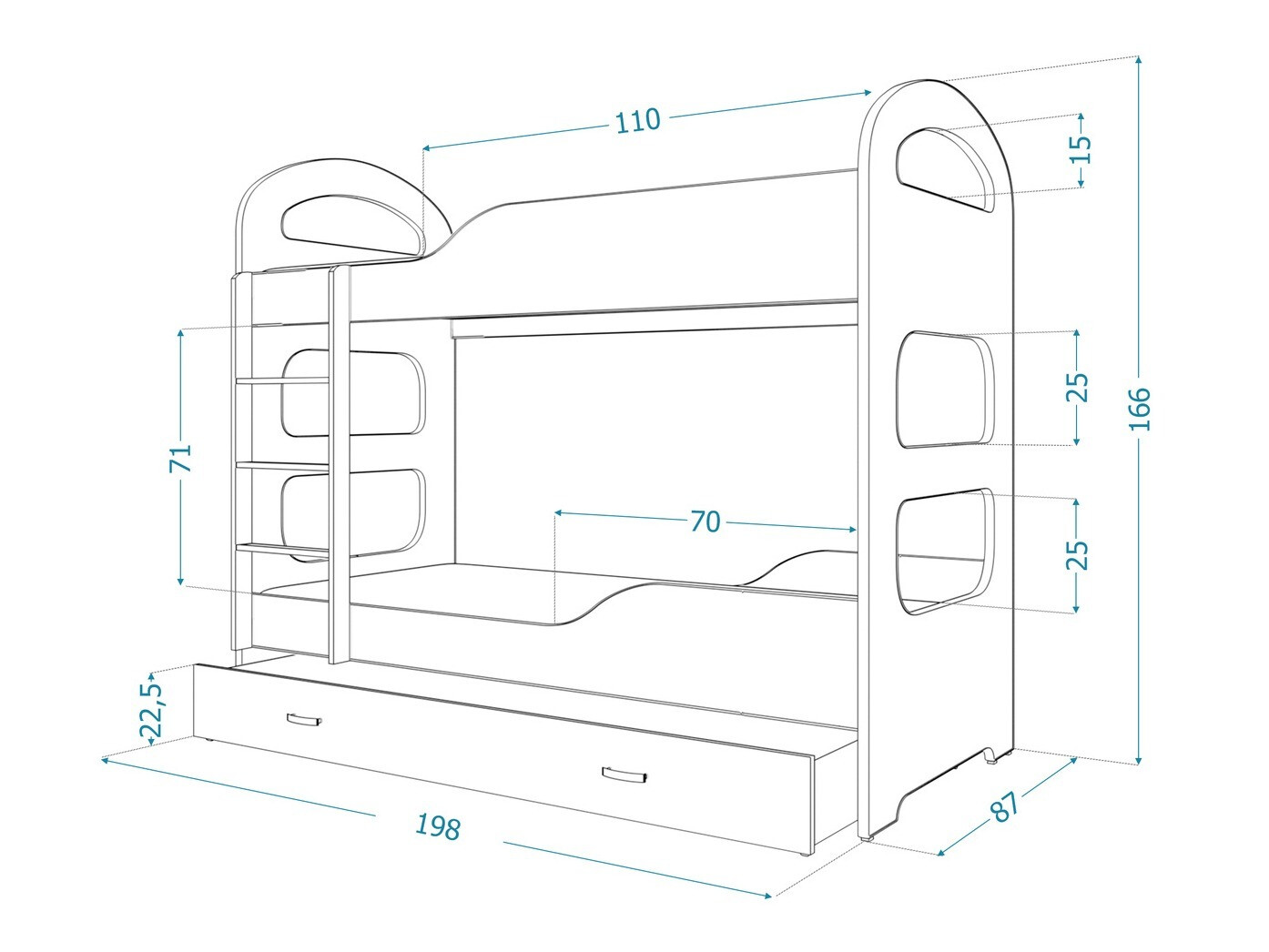 Stapelbed Aurora 115 (Wit)