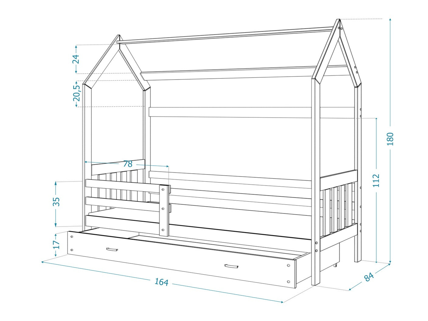 Bed Aurora 122 (Grijs)