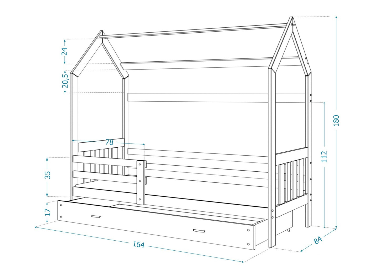 Bed Aurora 122 (Grijs)