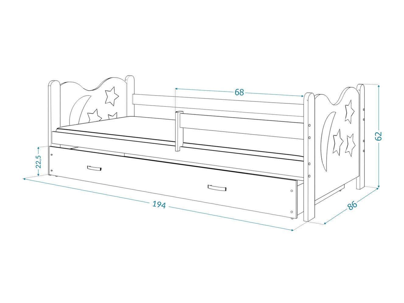Bed Aurora 124 (Grenen)