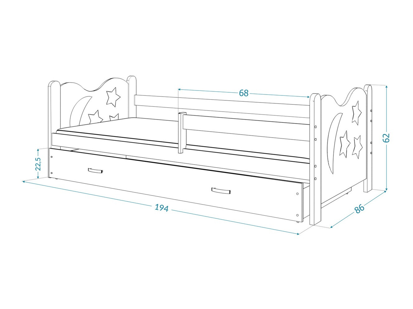 Bed Aurora 124 (Grijs)