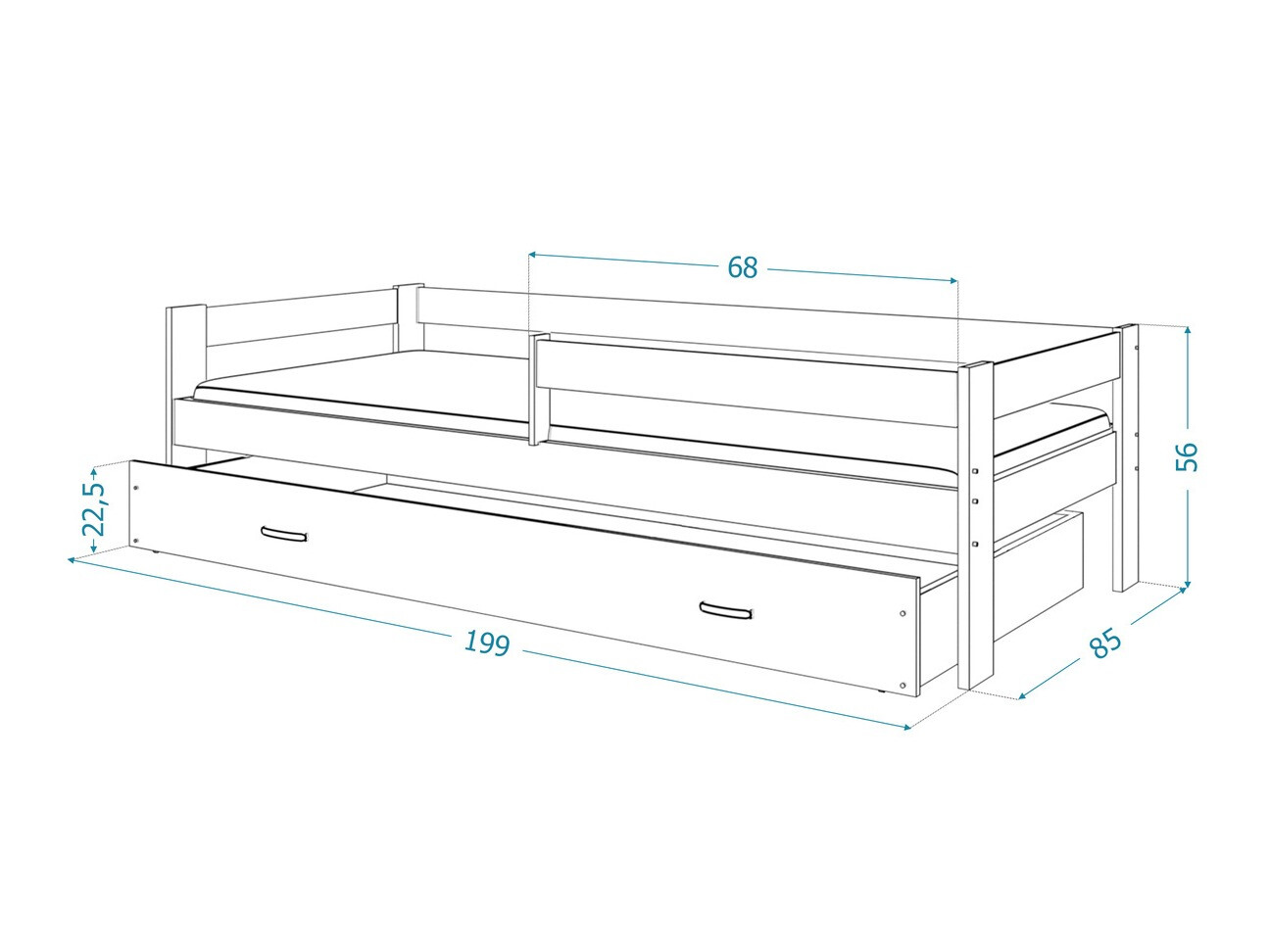 Bed Aurora 125 (Grijs)