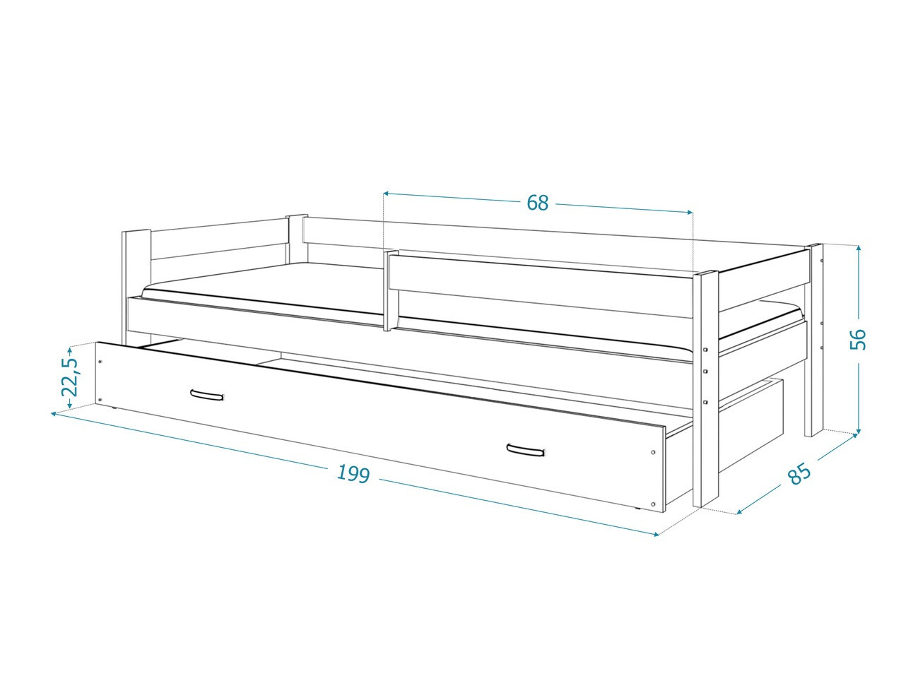 Bed Aurora 125 (Wit)