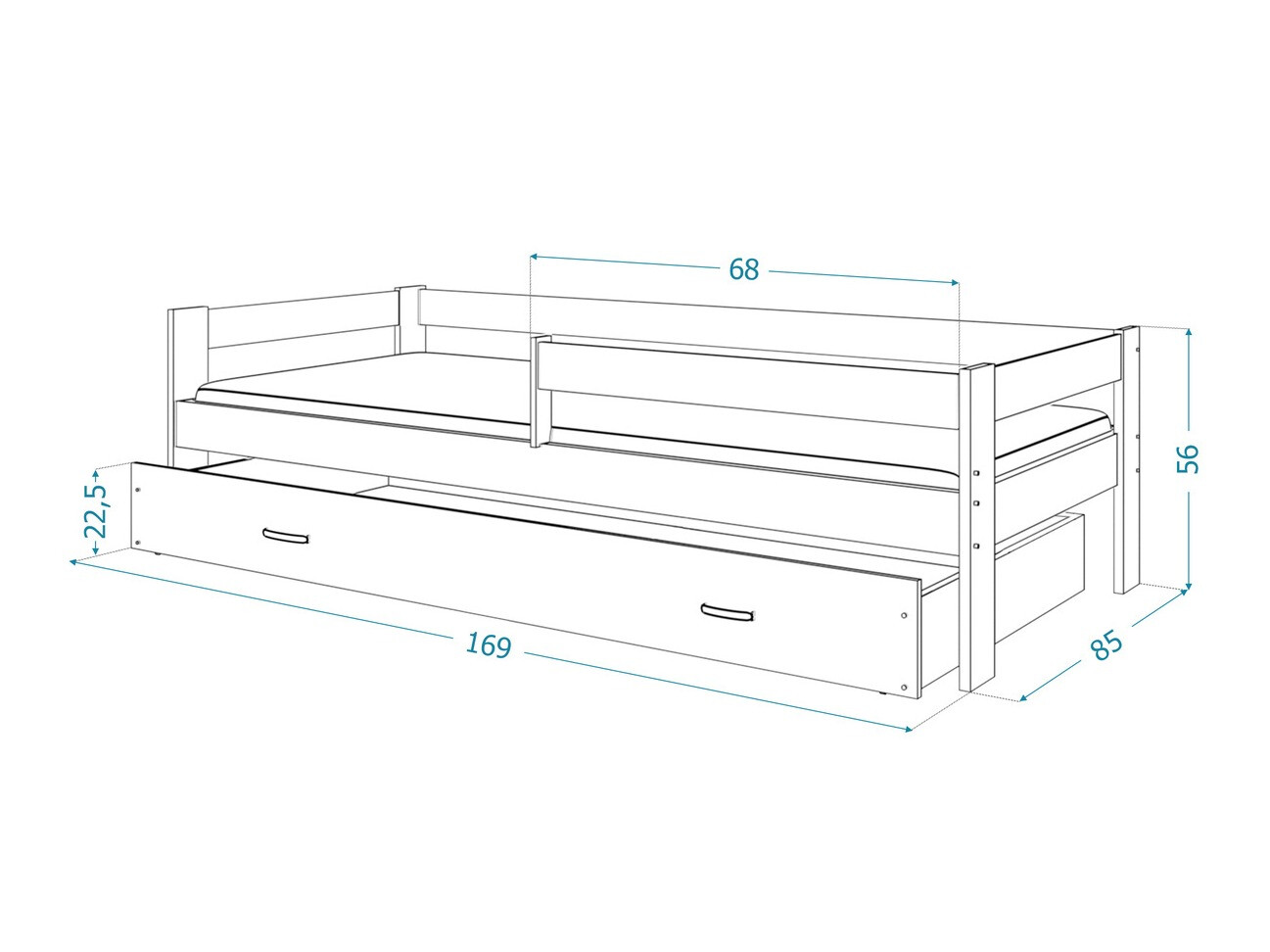 Bed Aurora 125 (Wit)